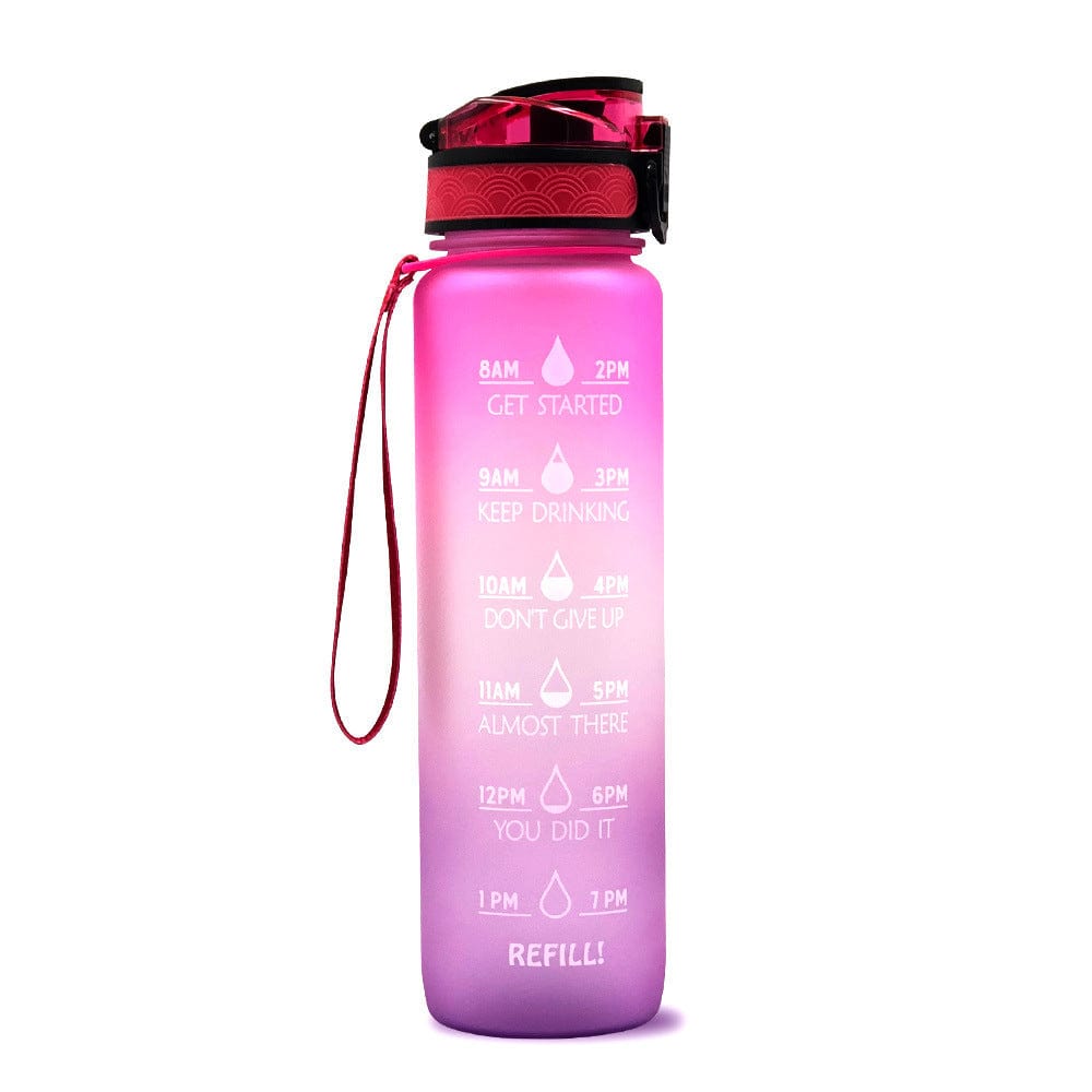 Empire of LaTz Slushy Cup Pink purple gradient / 1L 1L Tritan Water Bottle With Time Marker Bounce Cover Motivational Water Bottle Cycling Leakproof Cup For Sports Fitness Bottles