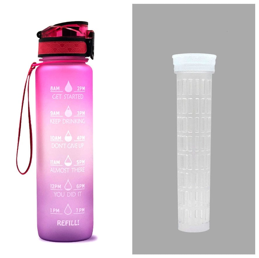 Empire of LaTz Slushy Cup Pink purple gradient set / 1L 1L Tritan Water Bottle With Time Marker Bounce Cover Motivational Water Bottle Cycling Leakproof Cup For Sports Fitness Bottles