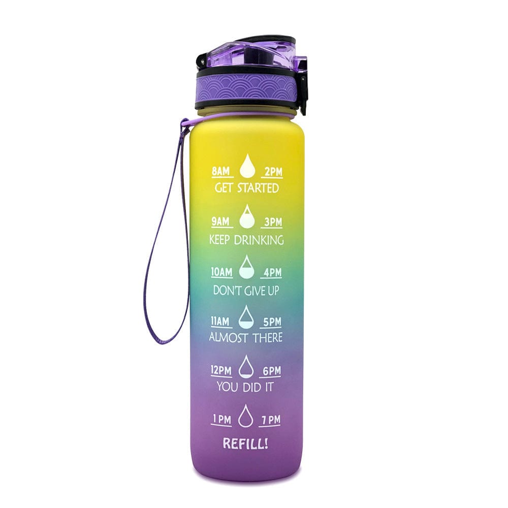 Empire of LaTz Slushy Cup Purple blue yellow gradient / 1L 1L Tritan Water Bottle With Time Marker Bounce Cover Motivational Water Bottle Cycling Leakproof Cup For Sports Fitness Bottles