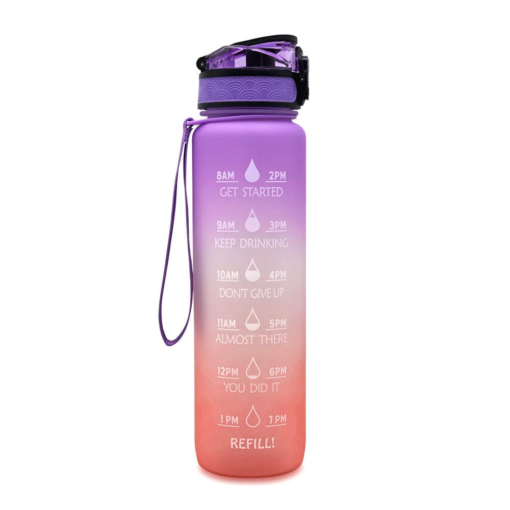 Empire of LaTz Slushy Cup Purple orange gradient / 1L 1L Tritan Water Bottle With Time Marker Bounce Cover Motivational Water Bottle Cycling Leakproof Cup For Sports Fitness Bottles