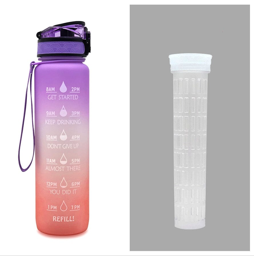 Empire of LaTz Slushy Cup Purple orange gradient set / 1L 1L Tritan Water Bottle With Time Marker Bounce Cover Motivational Water Bottle Cycling Leakproof Cup For Sports Fitness Bottles