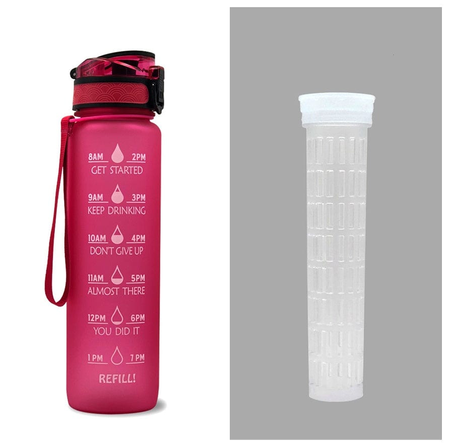 Empire of LaTz Slushy Cup Red set / 1L 1L Tritan Water Bottle With Time Marker Bounce Cover Motivational Water Bottle Cycling Leakproof Cup For Sports Fitness Bottles