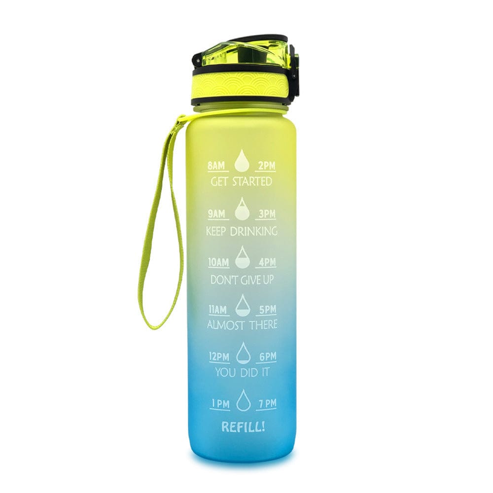 Empire of LaTz Slushy Cup Yellow  blue gradient / 1L 1L Tritan Water Bottle With Time Marker Bounce Cover Motivational Water Bottle Cycling Leakproof Cup For Sports Fitness Bottles