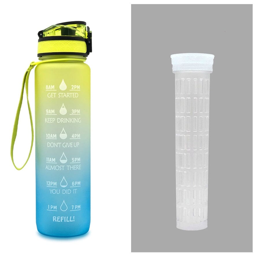 Empire of LaTz Slushy Cup Yellow blue gradient set / 1L 1L Tritan Water Bottle With Time Marker Bounce Cover Motivational Water Bottle Cycling Leakproof Cup For Sports Fitness Bottles