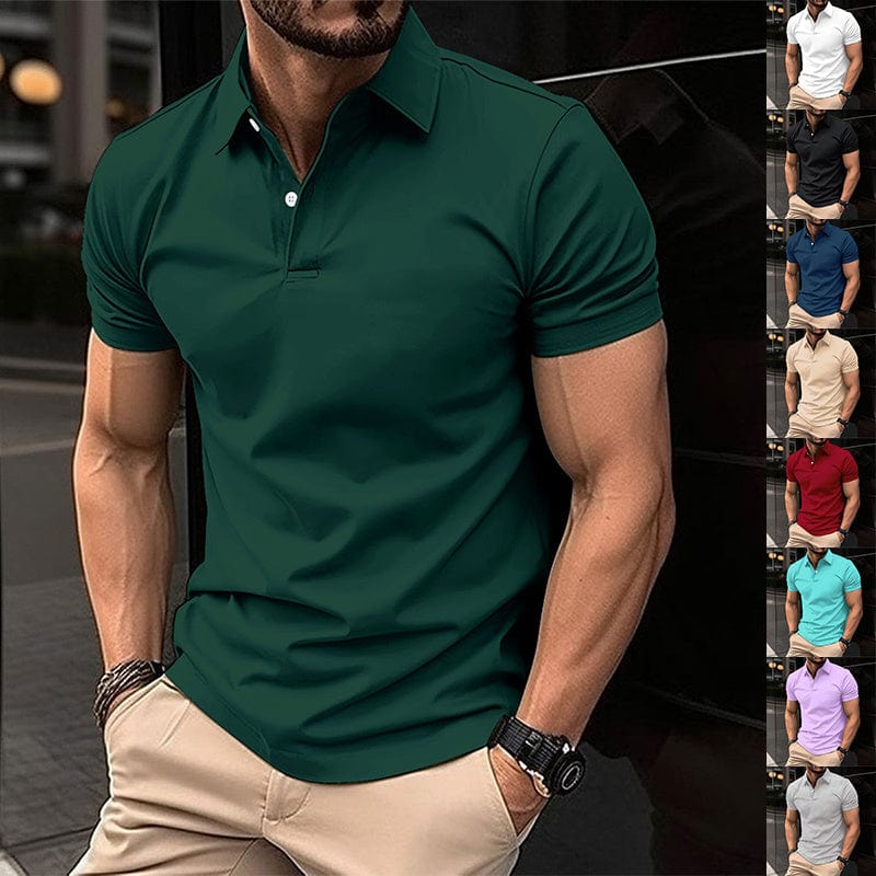 Empire of LaTz T-shirt Summer Short Sleeve Polo Shirt Men Solid Color Button Lapel Button Top